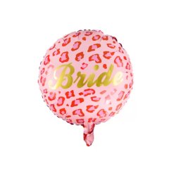 Bride feliratú,  fólia lufi, 35 cm, pink mintás