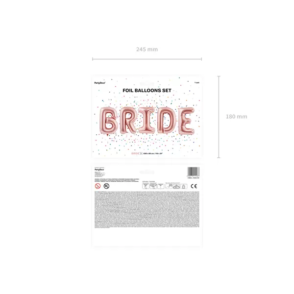 Bride óriás fólia lufi, rose gold, 280x86cm