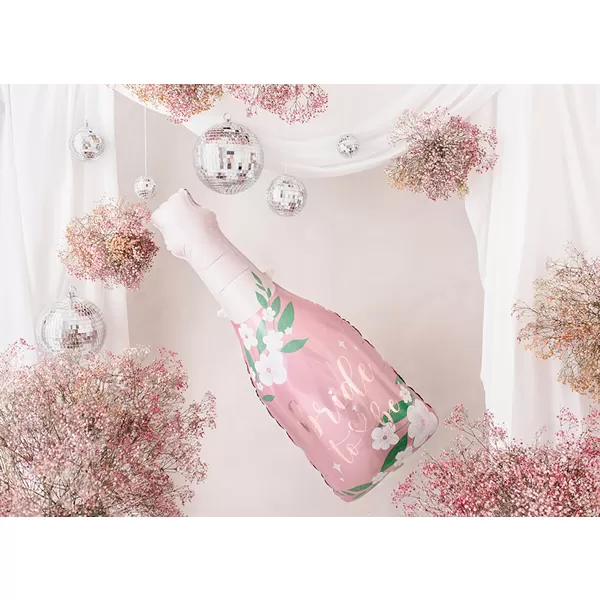 Bride to be feliratú,  pezsgős üveg formájú fólia lufi, 49.5 X 108.5cm