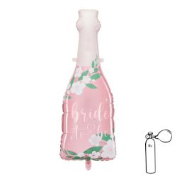 Bride to be feliratú,  pezsgős üveg formájú fólia lufi, 49.5 X 108.5cm