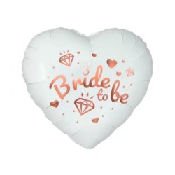 Bride to be, fehér, fólia lufi, szív, 45 cm