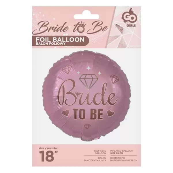 Bride to be, pink, fólia lufi, kerek, 45 cm