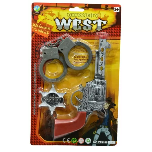 Cowboy szett 3 részes - bilinccsel,  pisztollyal