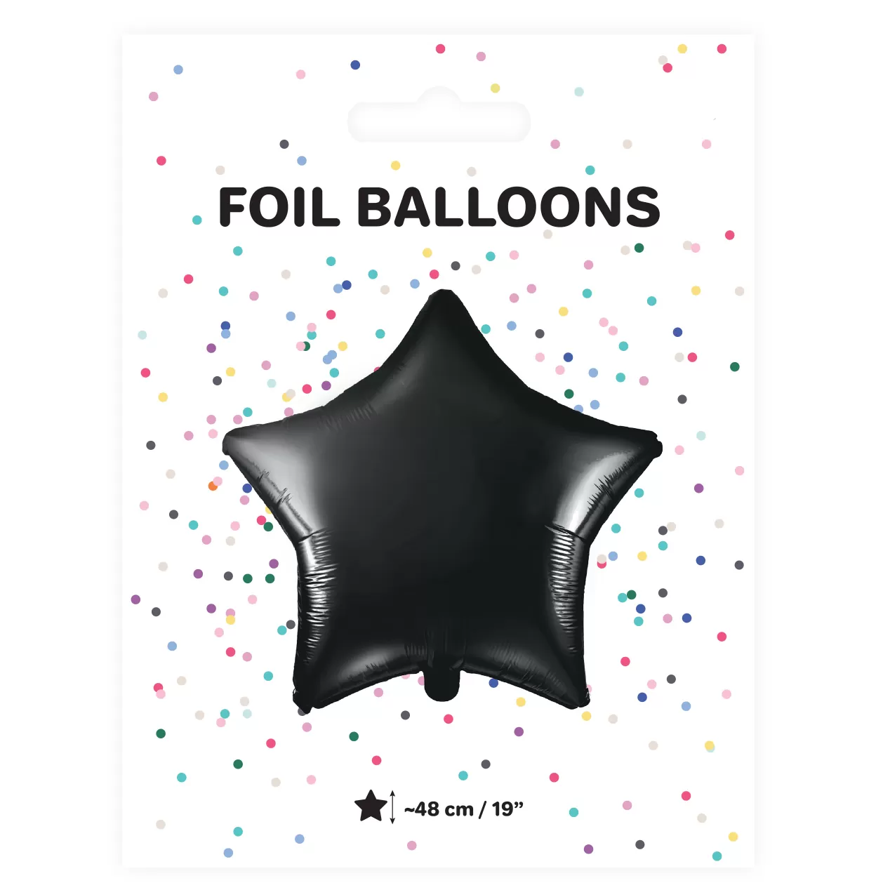 Csillag alakú fekete fólia lufi, 19