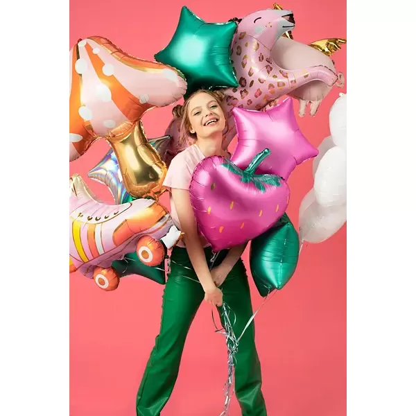 Csillag alakú matt pink fólia lufi,  19