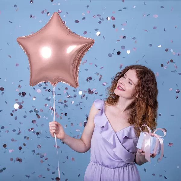 Csillag alakú rose gold matt fólia lufi, 19