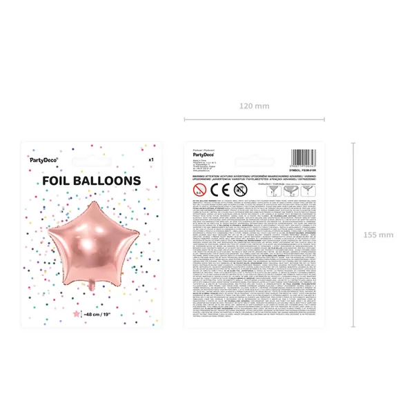 Csillag alakú rosegold fólia lufi, 19