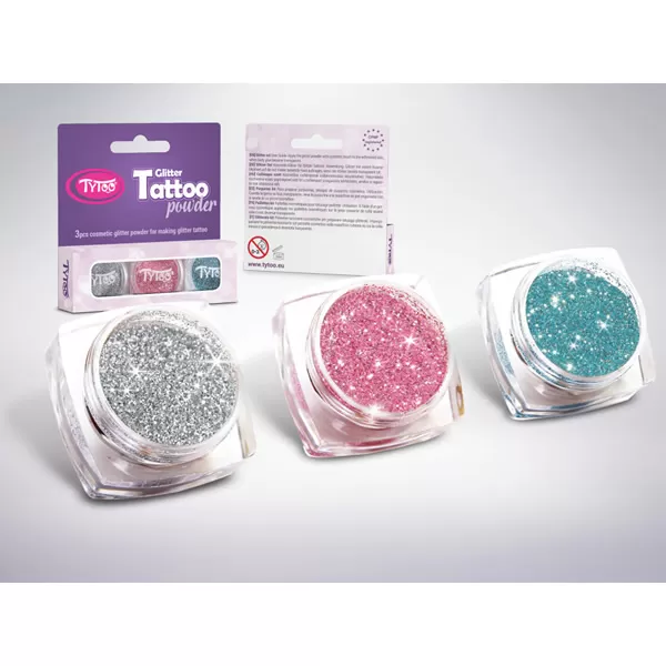 Csillámpor szett 3 x 2,5 ml Ezüst, Babarózsaszín, Azúrkék