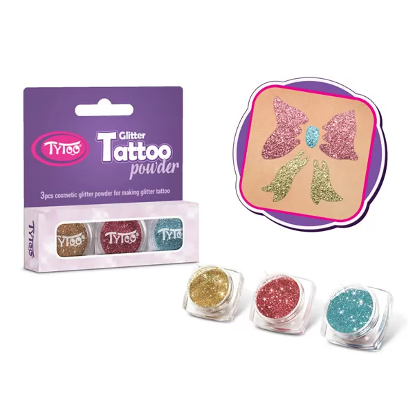 Csillámpor szett 3 x 2,5 ml Pezsgő, Lazac, Azúrkék