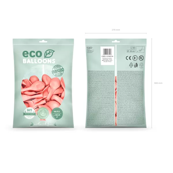 Eco lufi (metál), rose-gold, 30cm, 100 db