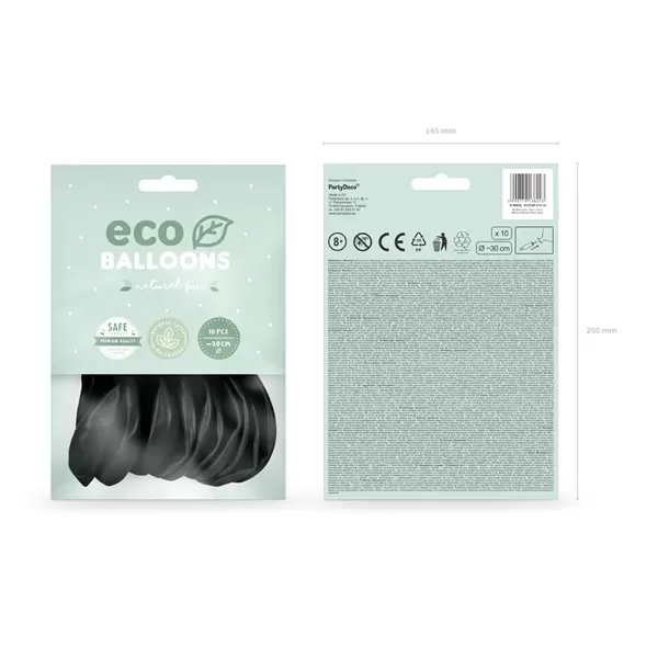 ECO lufi, latex, 30cm 10 db, metál fekete