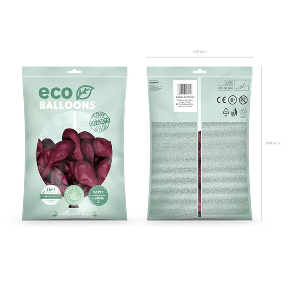 ECO lufi, latex, 30cm 100 db, pasztel burgundy