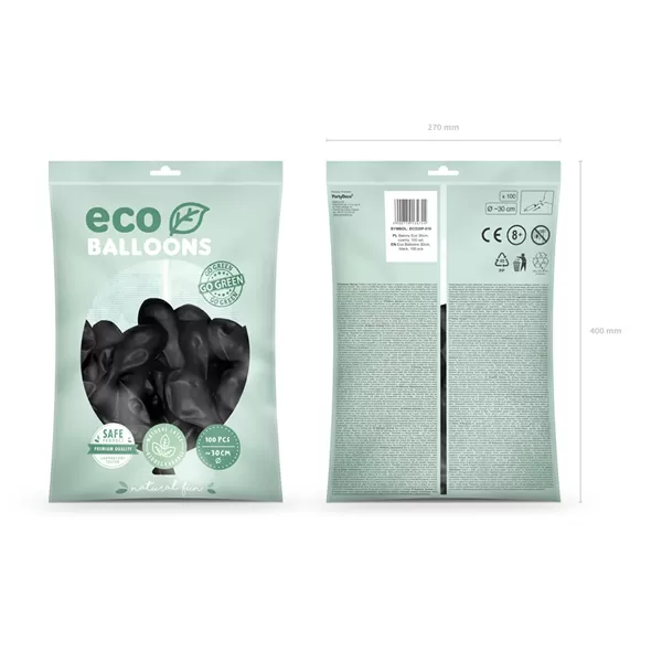 ECO lufi, latex, 30cm 100 db, pasztel fekete