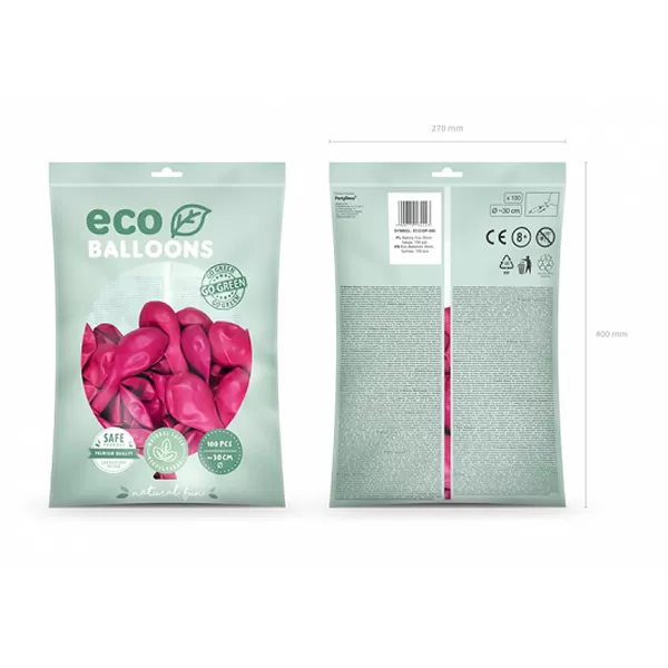 ECO lufi, latex, 30cm 100 db, pasztel fuxia