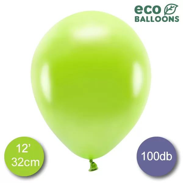 Eco lufi, latex, metál alma zöld, d30, 100 db