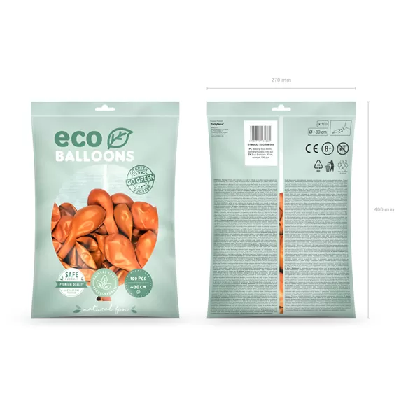 Eco lufi, latex, metál narancs, d30, 100 db