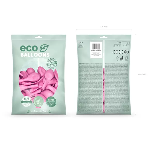 Eco lufi, latex, metál pink, d30 100 db