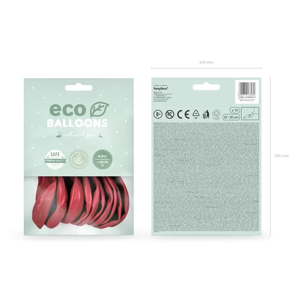 Eco lufi, latex, metál piros, d30 10 db