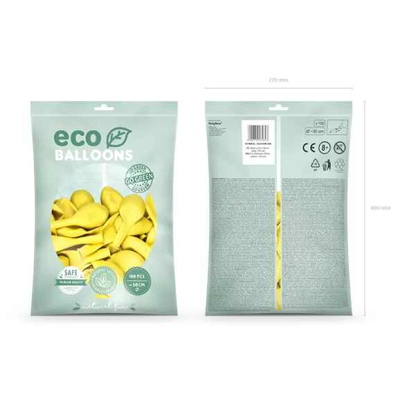Eco lufi, latex, metál sárga, d30, 100 db