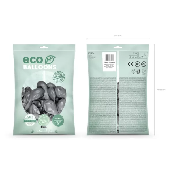 ECO Lufi, metál ezüst, 30cm, 100 db/cs