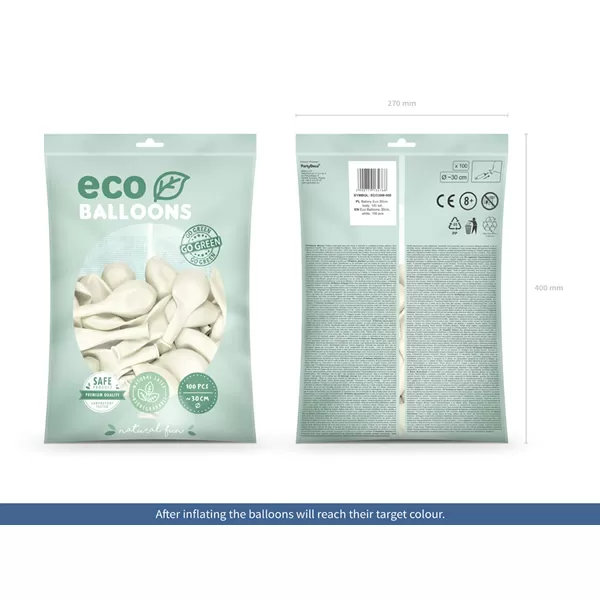 ECO Lufi, metál fehér , 30cm, 100 db/cs