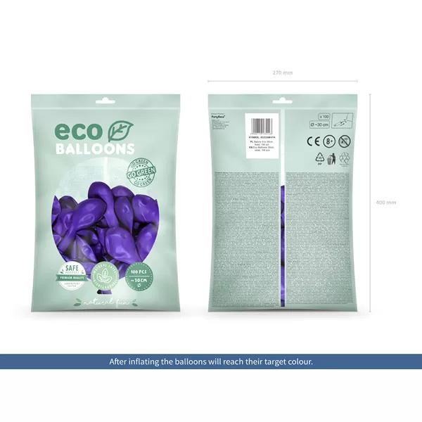 ECO Lufi, metál lila , 30cm, 100 db/cs