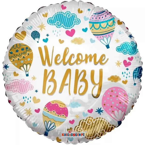 ECO, Fólia léggömb, Welcome baby felirattal, léghajós, 18