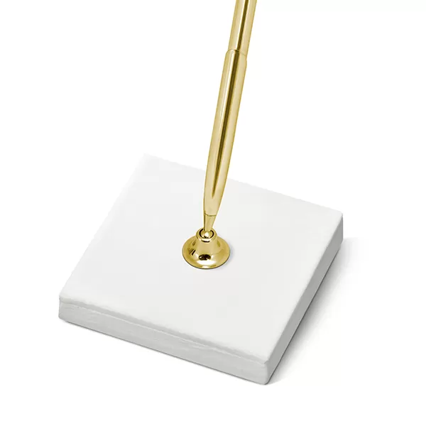 Elegáns toll, tartóval,  arany, krém színű talpon, 16.5cm