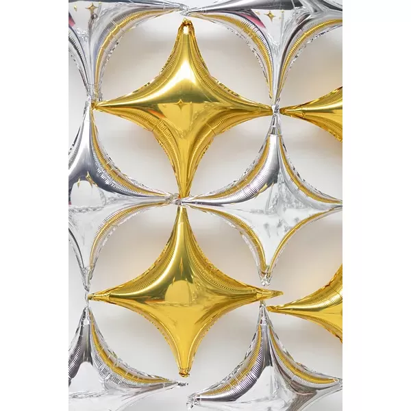 Ezüst csillag fólia lufi, 4 pontos, 45 cm