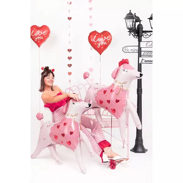 Fólia léggömb, szív, Love You, 45 cm