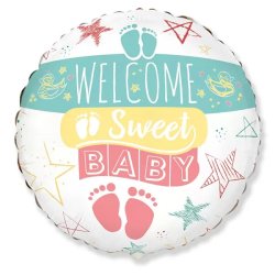 Fólia léggömb, Welcome sweet baby felirattal, 18