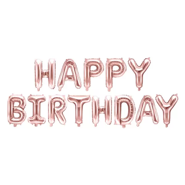 Fólia lufi , Happy Birthday betűk, rose gold, 340*35 cm