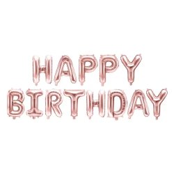 Fólia lufi , Happy Birthday betűk, rose gold, 340*35 cm