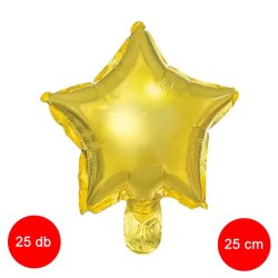 Fólia lufi 25 cm, arany, csillag, 25 db/cs