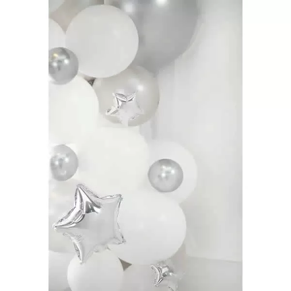 Fólia lufi 25 cm, ezüst, csillag, 25 db/cs