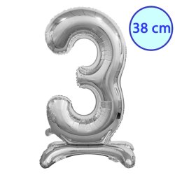 Fólia lufi, 3, talpas, ezüst, 38 cm