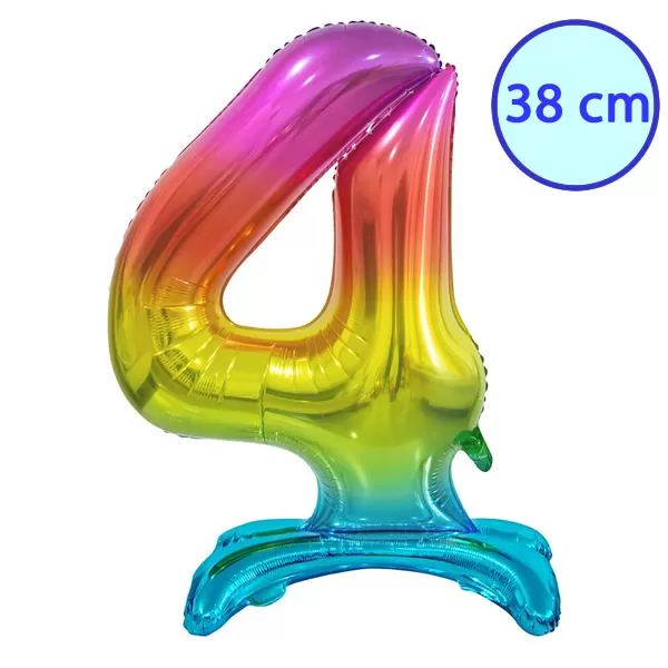 Fólia lufi, 4, talpas, szivárványos, 38 cm