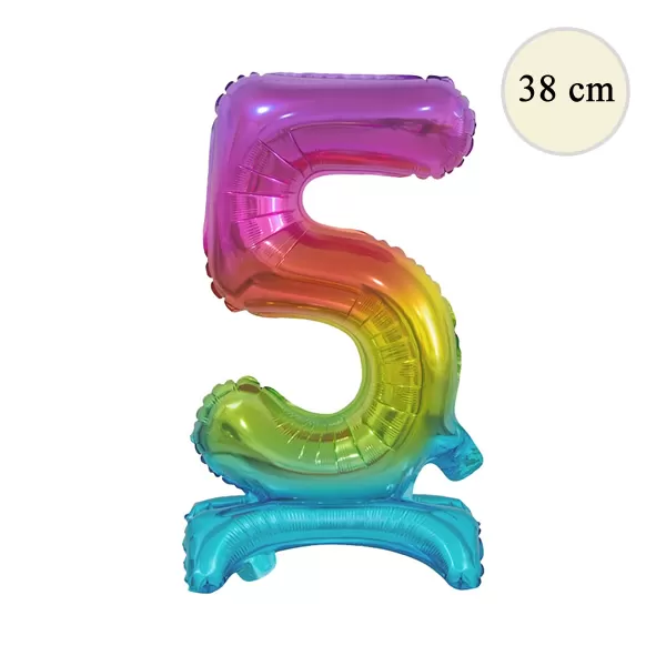 Fólia lufi, 5, talpas, szivárványos, 38 cm