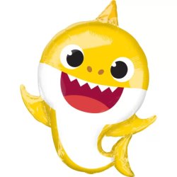 Fólia lufi, Baby Shark, sárga 66 cm