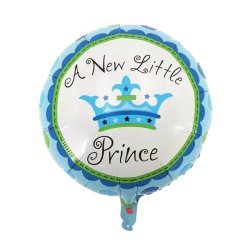 Fólia lufi, gömb, Welcome Prince, kék, 45 cm