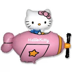 Fólia lufi, Hello Kitty repülőben, nagyforma, fuxia, csomagolt