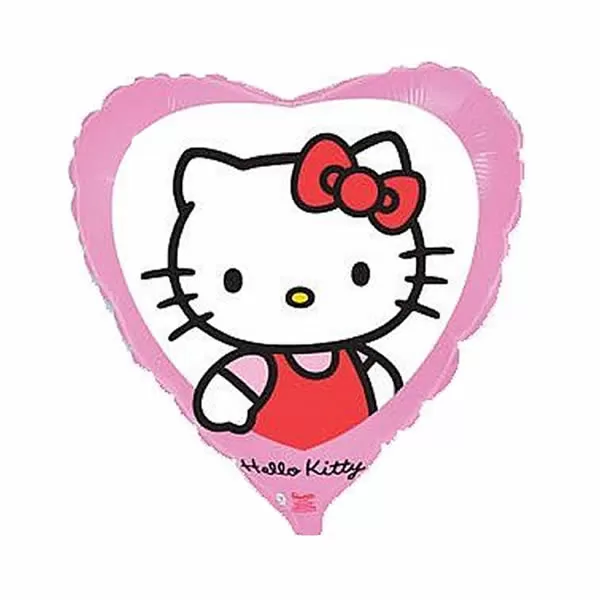 Fólia lufi, Hello Kitty, rózsaszín, szív forma kb. 45 cm