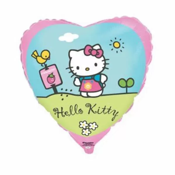 Fólia lufi, Hello Kitty, rózsaszín, szív forma, postaláda, kb. 45 cm