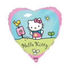 Fólia lufi, Hello Kitty, rózsaszín, szív forma, postaláda, kb. 45 cm