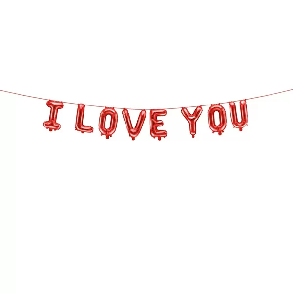 Fólia lufi, I Love You, piros betükből