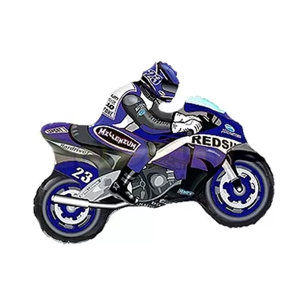 Fólia lufi, mini forma, motor, kék, kb.30-35cm