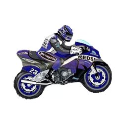 Fólia lufi, mini forma, motor, kék, kb.30-35cm