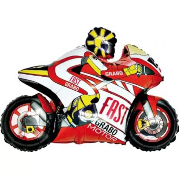 Fólia lufi, mini forma, motor, piros, kb.30-35cm