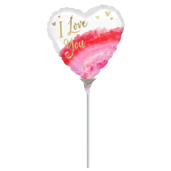 Fólia lufi, mini, szív alakú, színátmenetes, 23 cm