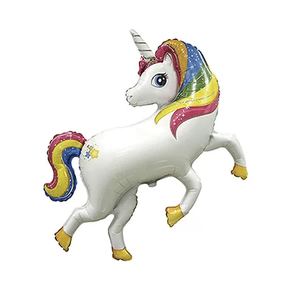 Fólia lufi, miniforma, UNIKORNIS, szivárványos 36 CM